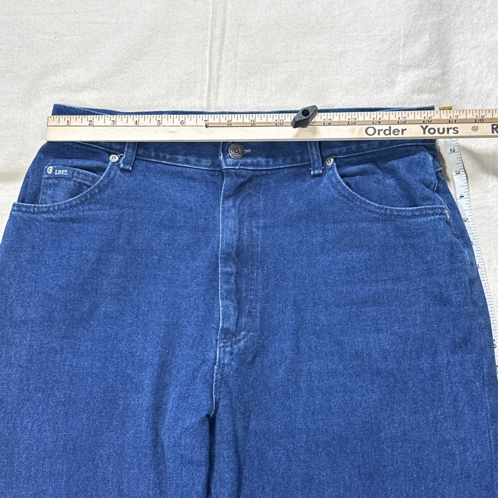 90s Vintage Lee Womens 16 Western Jeans Dark Wash Crop Straight Leg High Waist - Picture 3 of 9